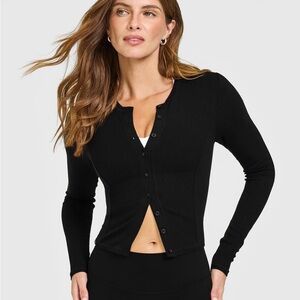 Oner active mellow rib mid long sleeve cardigan